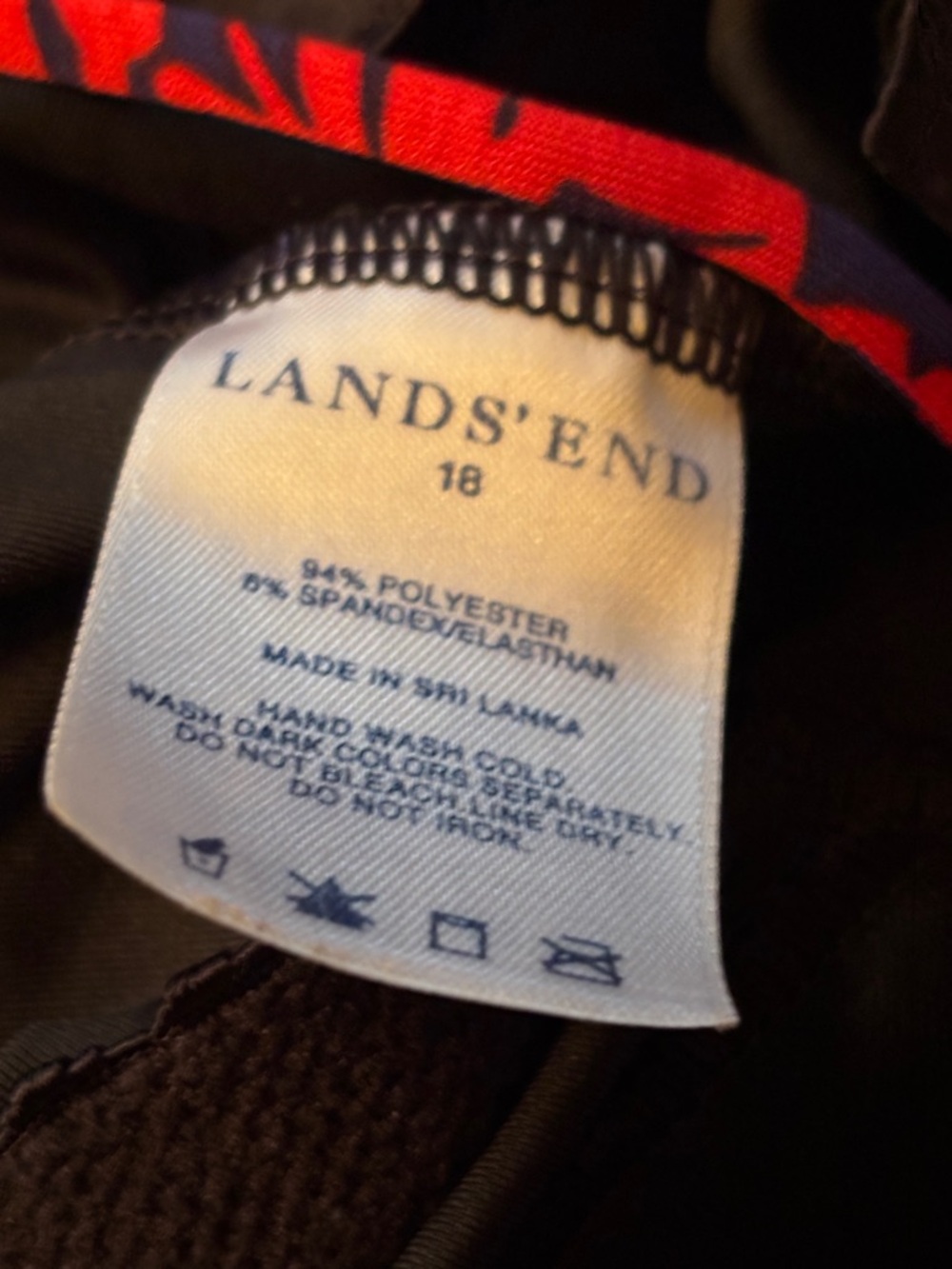 Lands’ End Navy & Red Floral Ruched swim tankini size 18 - Picture 5 of 5